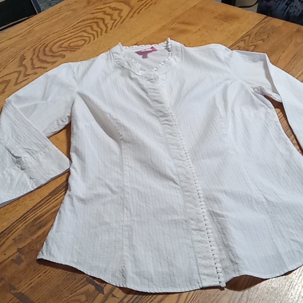 LILLY PULITZER Womens  SHIRT 10 TOP BLOUSE Used Preowned Long Sleeve CREAM IVORY